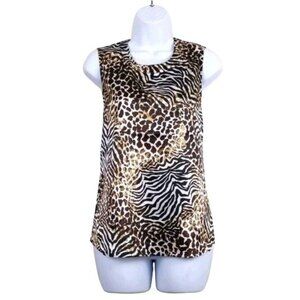 Anne Klein Blouse Women's Brown, Tan & cream animal print (NWT) Size S